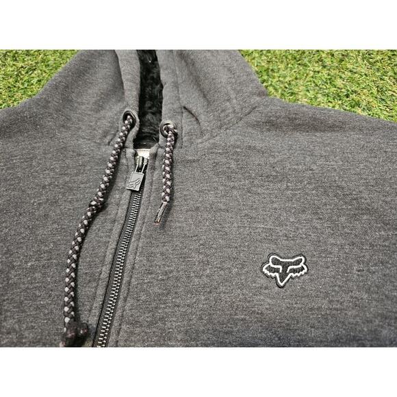 Fox Hoodie Men’s XL Sasquatch Full Zip Sweatshirt Gray Faux Fur Lined Racing - Picture 3 of 5